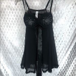 Sexy Black Jeweled Lace Lingerie